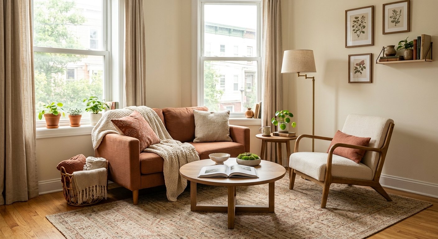 Elegant living room interior with airy environment